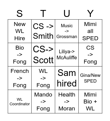 Pie & Losing weight Bingo Card
