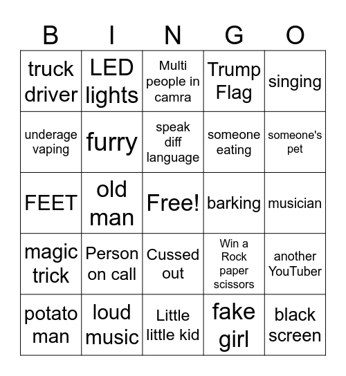 Omegle Bingo Card