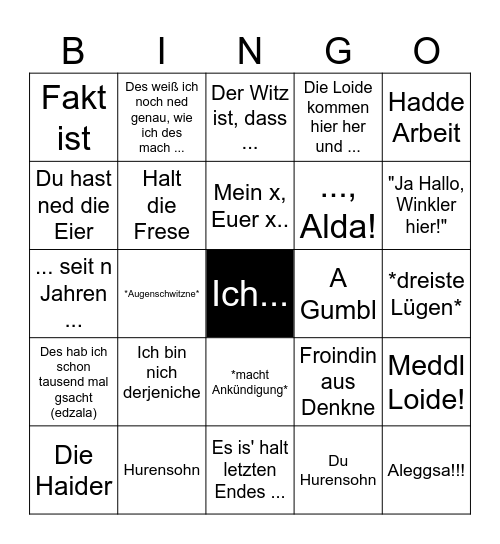 Dreger Bingo Card