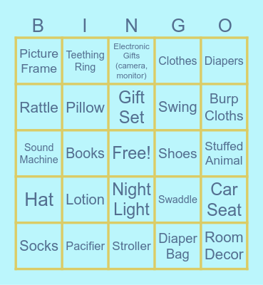 Baby Bingo! Bingo Card