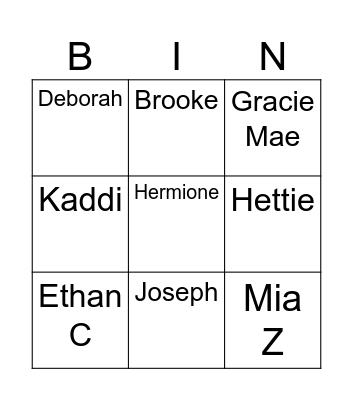 Y6 2023 Bingo Card