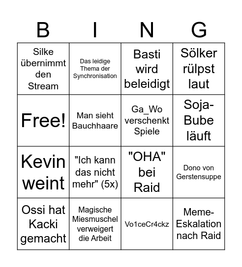 Silke Sl1ngo Bingo Card