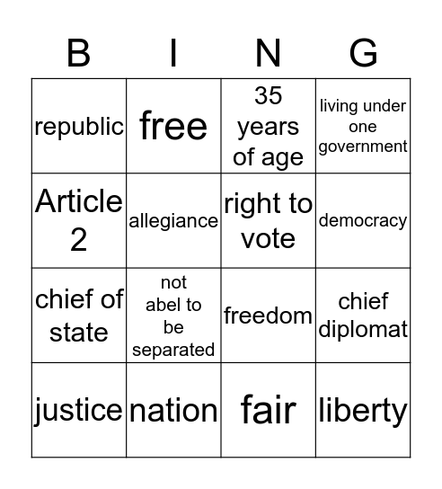 Articl 2 Bingo Card