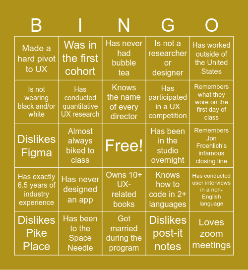 10X Bingo! Find someone who... Bingo Card