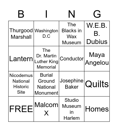 Black History Month Bingo Card