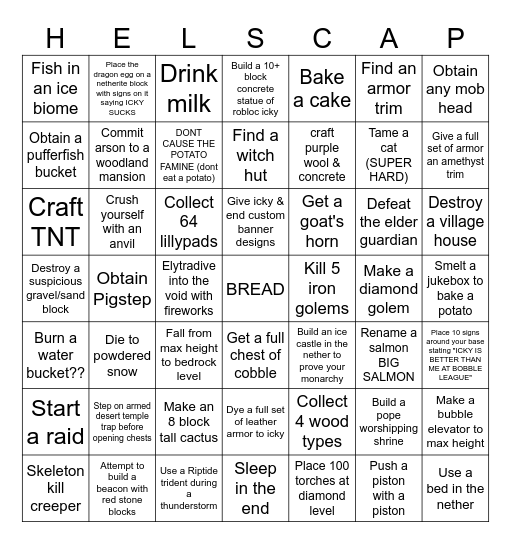 HELLSCAPE Bingo Card