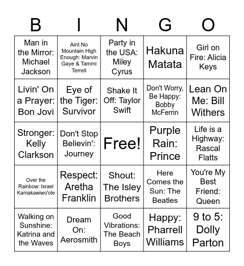 MUSIC BINGO Card