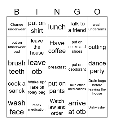 Monday Bingo Card