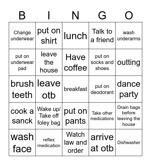 Monday Bingo Card