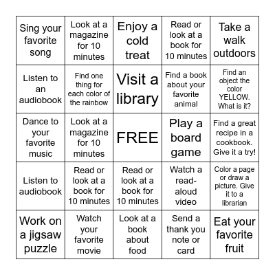 All Together Now Bingo Card