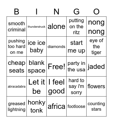 Friday Roads celebration music!!! Bingo Card