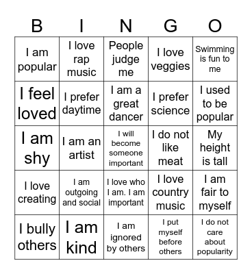 Voice Identity Group Bingo Card