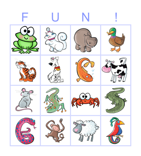 ANIMAL BINGO Card