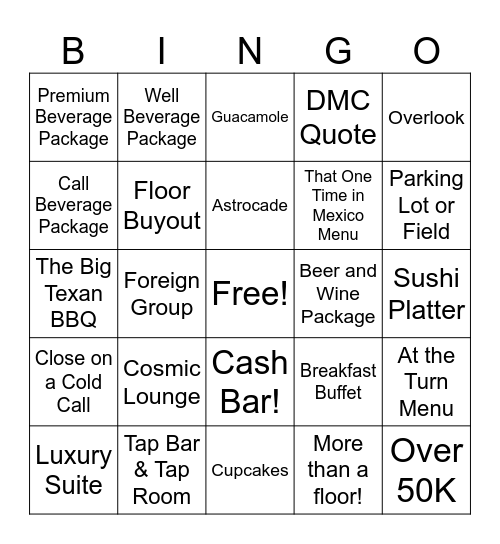 Atomic Golf Sales Bingo Card