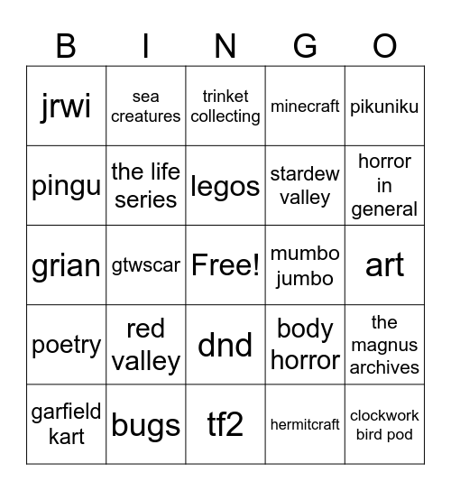 things in common with warren flumppis Bingo Card