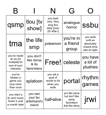 what do you like/share in common w/ me? Bingo Card