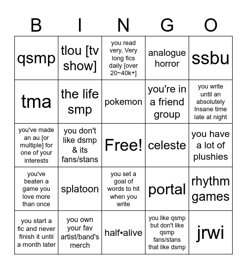 what do you like/share in common w/ me? Bingo Card