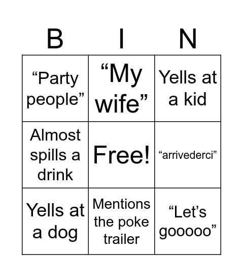 Geoffrey Bingo Card