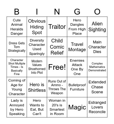 Action Movie BINGO Card