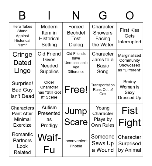 Action Movie BINGO Card