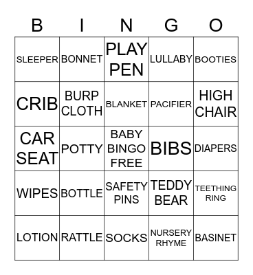 Baby Bingo Card