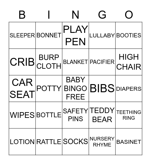 Baby Bingo Card