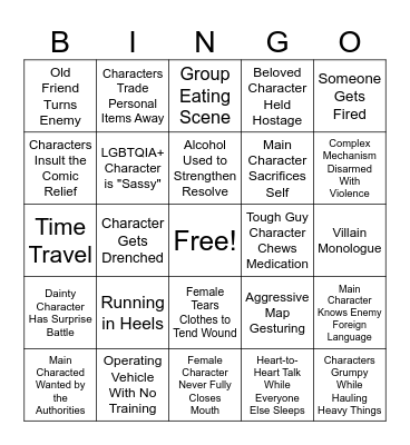 Action Movie BINGO Card