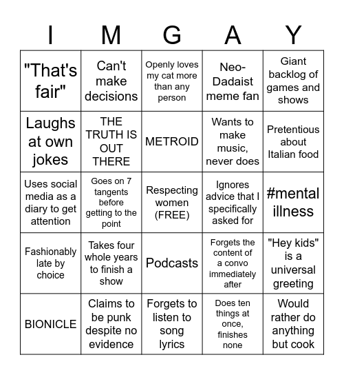 BINGO BONGO Bingo Card