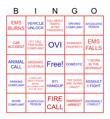 4th of July Bingo Card