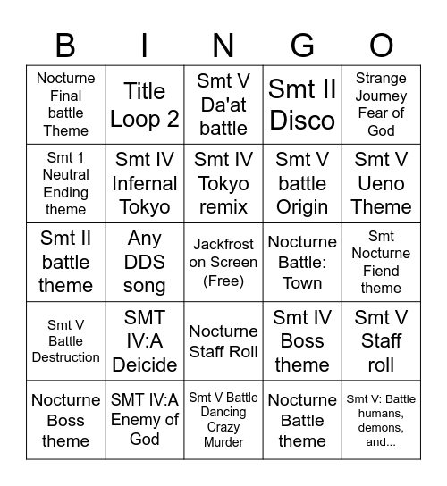 SMT 30TH CONCERT BINGO Card