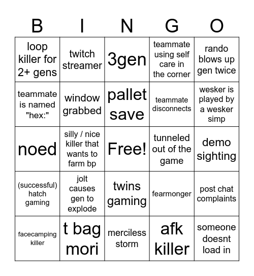 drunk by daylight bingo Card