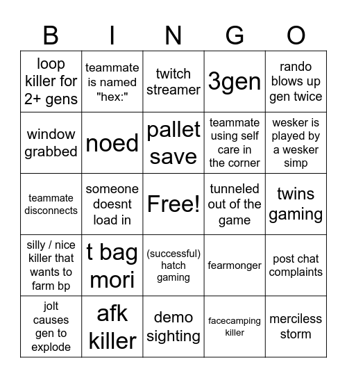 drunk by daylight bingo Card