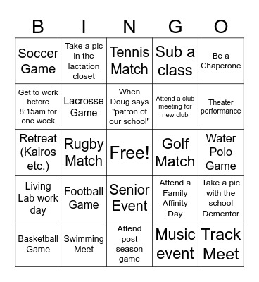 O'Dowd Bingo Card