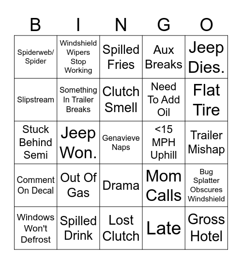 JEEP Bingo Card