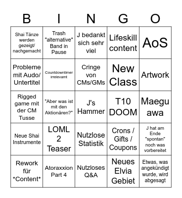 BDO FESTA 2023 Bingo Card