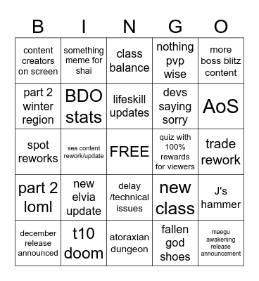 BDO FESTA / Heidel Ball 2023 Bingo Card