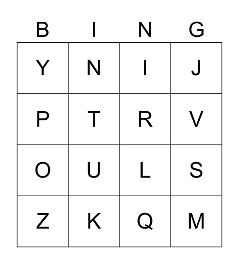 ALPHABET PHONICS Bingo Card