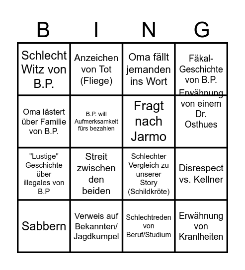 Bernhard Bingo Card