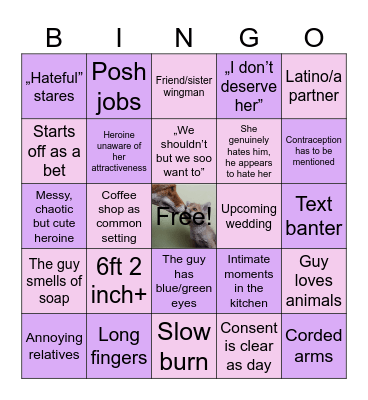 Romanse novel Bingo Card