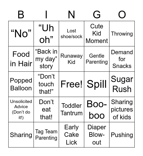 Party Foul Bingo Card