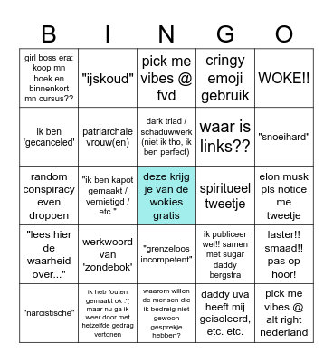 Laurens Buijs' volgende tweet bingo (excl. de hate crimes) Bingo Card
