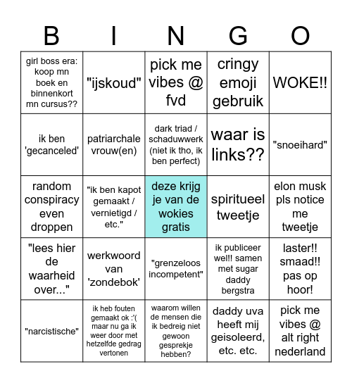 Laurens Buijs' volgende tweet bingo (excl. de hate crimes) Bingo Card