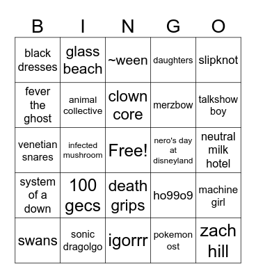 music taste jul 23 Bingo Card