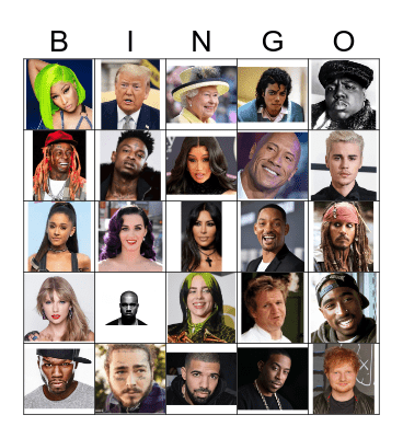 Famous People Bingo Card