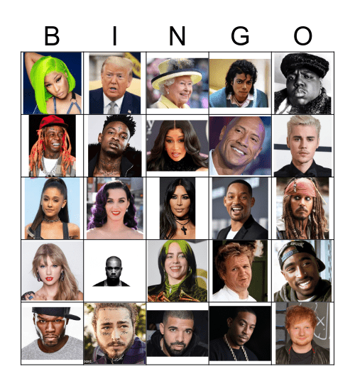 Famous People Bingo Card