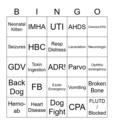 ER Bingo Card