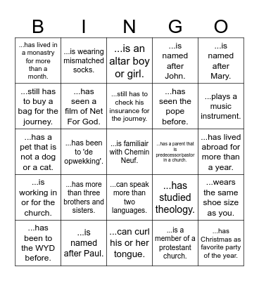 Find someone who... Bingo Card