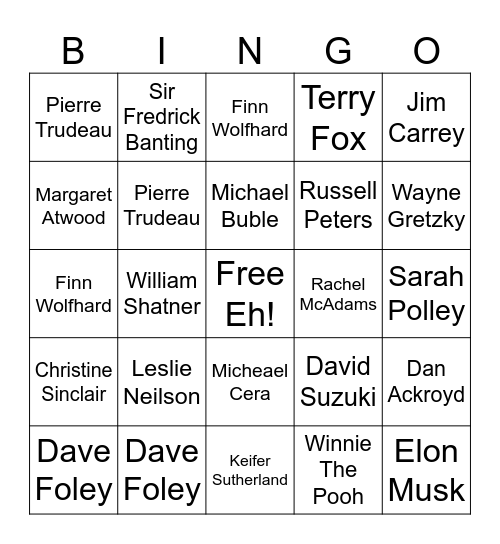 C   A   N   A   D   I   A   N Bingo Card