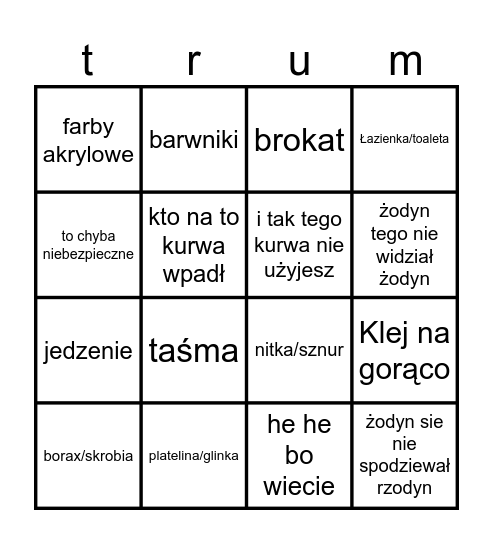 trum trum Bingo Card