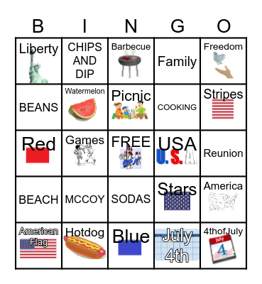 4TH OF JULY 2023 Bingo Card